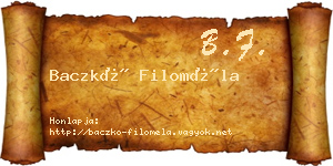 Baczkó Filoméla névjegykártya